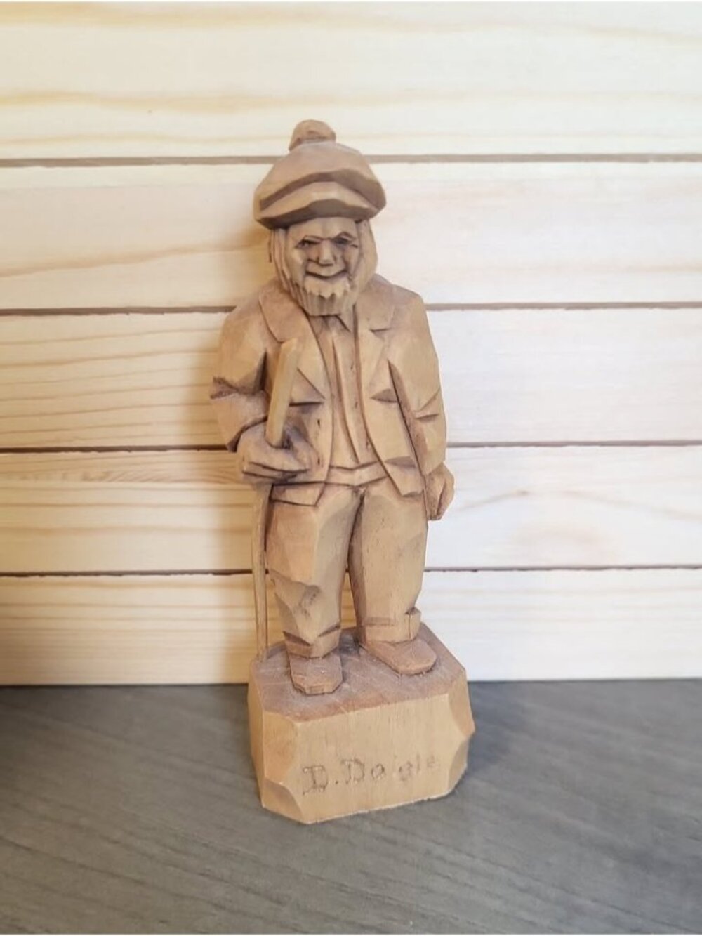 Hand-Carved Wooden Folk Art Miniature Figure D. Daigle Canadian